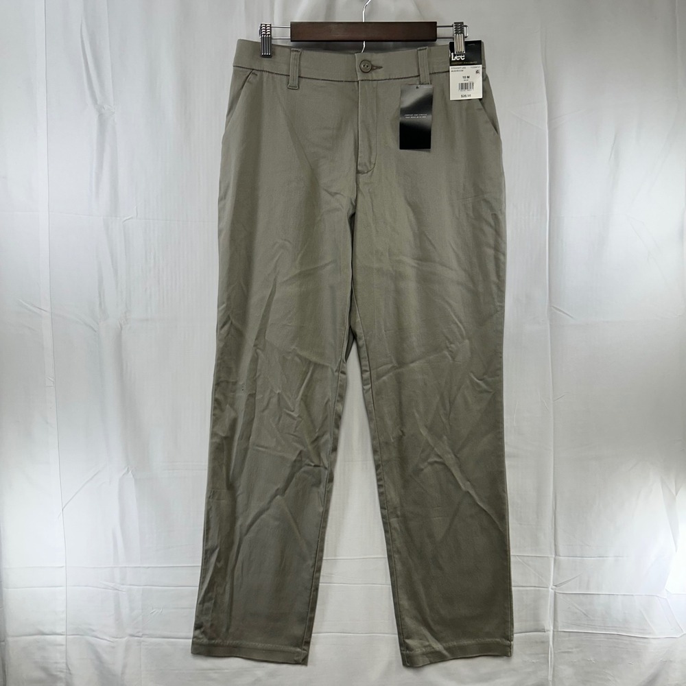 Lee Straight‎ Leg Pants Womens 10 M Mushroom Tan Comfort Waistband 112359121